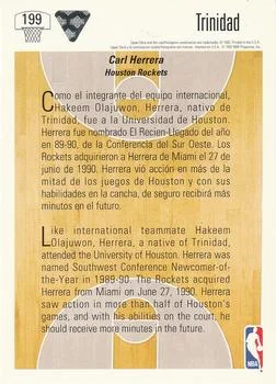 1991-92 Upper Deck Spanish Carl Herrera WS #199 card back image