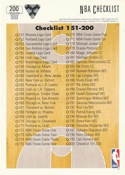 1991-92 Upper Deck Spanish Checklist: 101-200 #200 card back image
