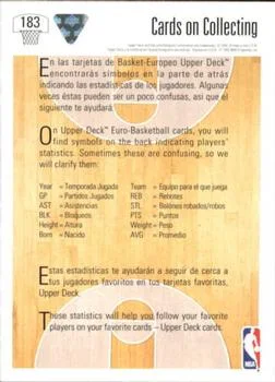 1991-92 Upper Deck Spanish Rik Smits COC #183 card back image