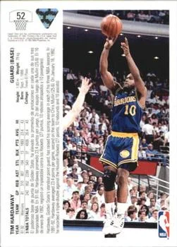1991-92 Upper Deck Spanish Tim Hardaway #52 card back image