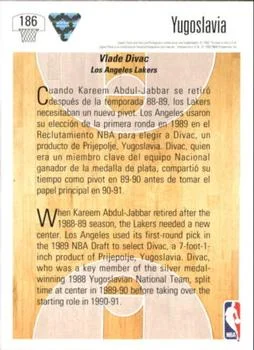 1991-92 Upper Deck Spanish Vlade Divac WS #186 card back image