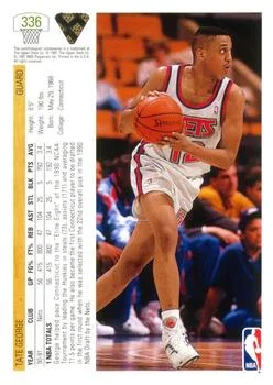 1991-92 Upper Deck Tate George #336 card back image