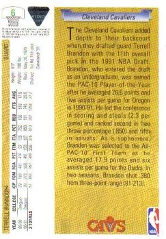 1991-92 Upper Deck Terrell Brandon Draft Picks #6 card back image