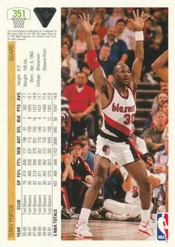 1991-92 Upper Deck Terry Porter #351 card back image