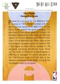 1991-92 Upper Deck Terry Porter #54 card back image