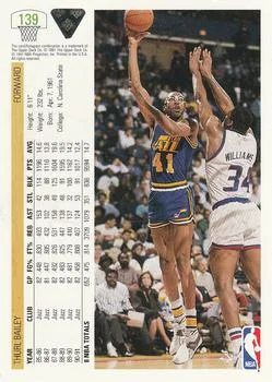 1991-92 Upper Deck Thurl Bailey #139 card back image