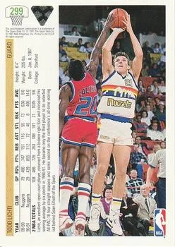 1991-92 Upper Deck Todd Lichti #299 card back image