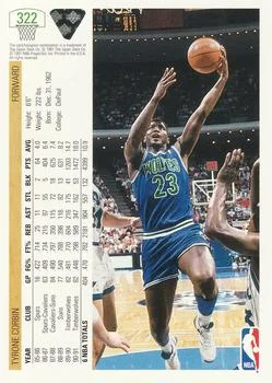 1991-92 Upper Deck Tyrone Corbin #322 card back image