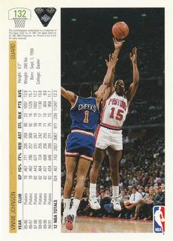 1991-92 Upper Deck Vinnie Johnson #132 card back image