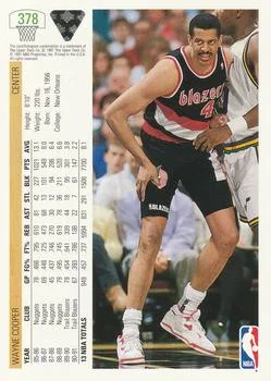 1991-92 Upper Deck Wayne Cooper #378 card back image