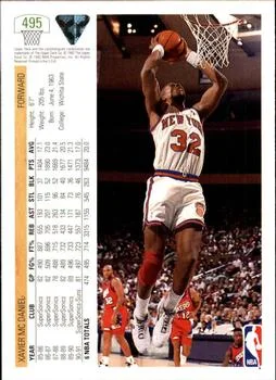 1991-92 Upper Deck Xavier McDaniel #495 card back image