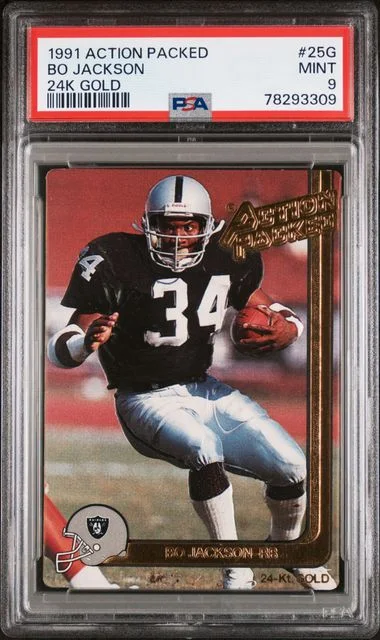 1991 Action Packed 24Kt Gold 24K Gold Bo Jackson #25G card image