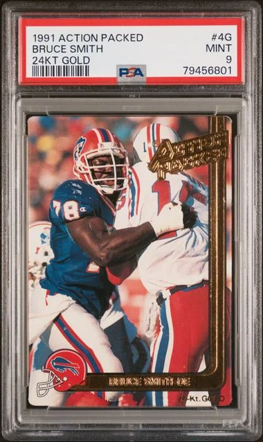 1991 Action Packed 24KT Gold Bruce Smith #4G card image
