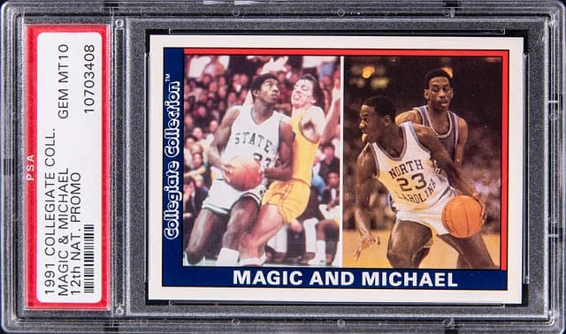 1991 Collegiate Collection National Promo Magic Johnson/Michael Jordan #12th card image