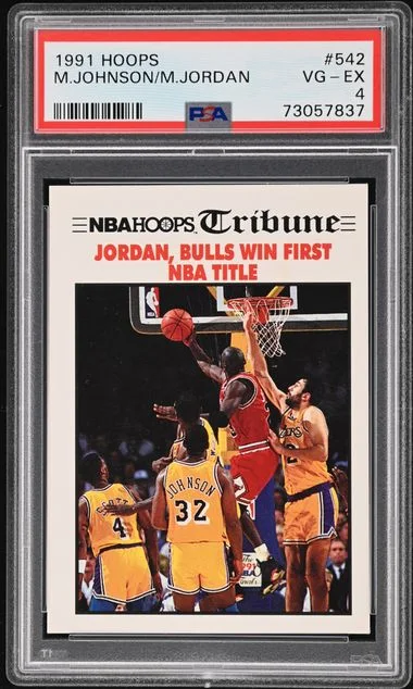1991 Hoops Magic Johnson/Michael Jordan #542 card image