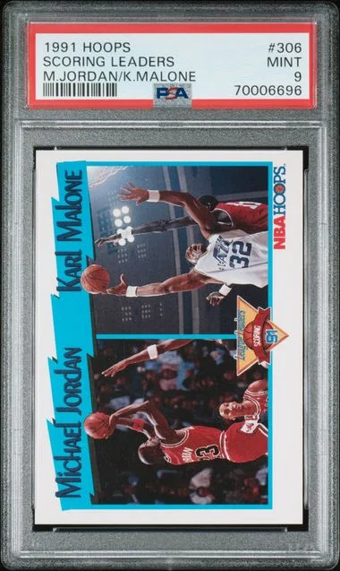 1991 Hoops M.Jordan/K.Malone Scoring Leaders #306 card image