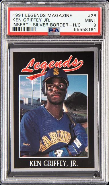 1991 Legends Magazine Insert Silver Border-Hand Cut Ken Griffey Jr. #28 card image