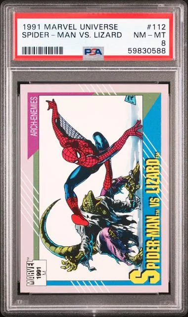 1991 Marvel Universe Spider-Man Vs. Lizard #112 card image