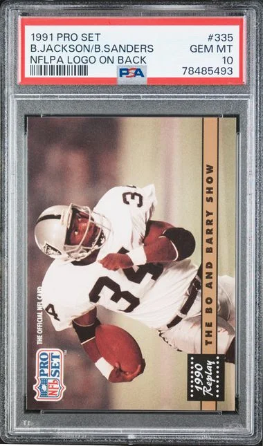 1991 Pro Set Nflpa Logo On Back Barry Sanders/Bo Jackson #335 card image