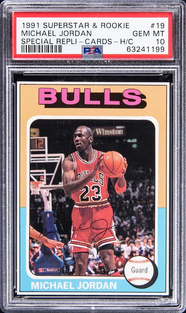 1991 Superstar & Special Repli-Cards Hand Cut Michael Jordan #19 card image