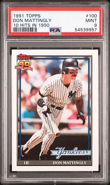 1991 Topps 100 Don Mattingly 10 Hits In #1990 card image