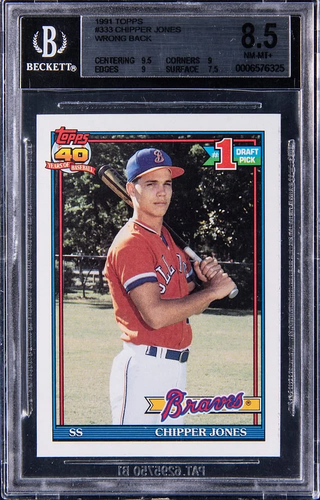 1991 Topps Chipper Jones, Wrong Back #333 card image