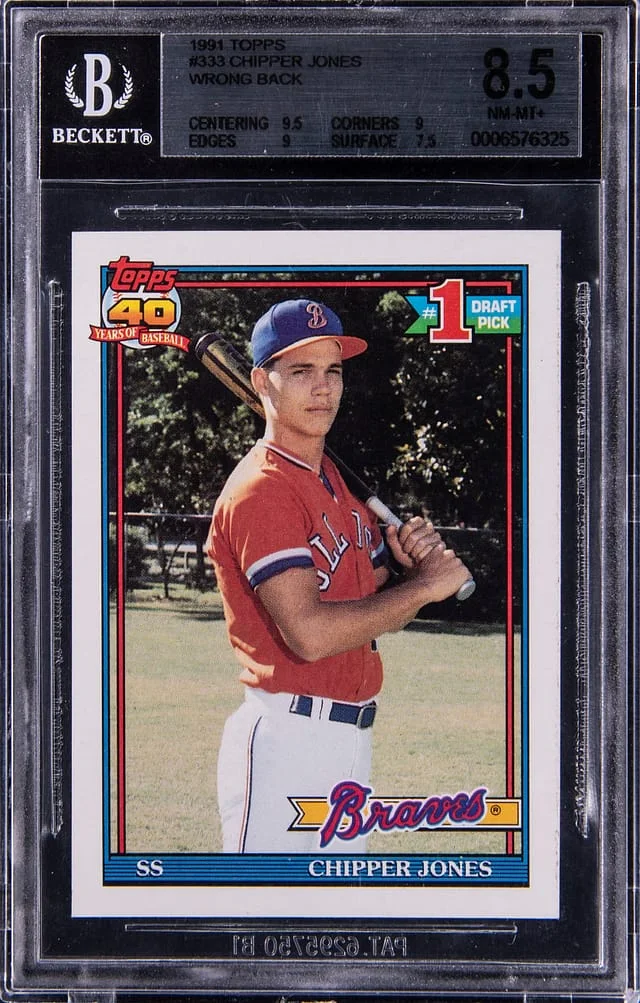 1991 Topps Chipper Jones, Wrong Back Error #333 card image