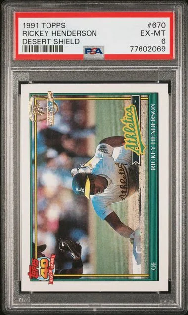 1991 Topps Desert Shield Rickey Henderson #670 card image