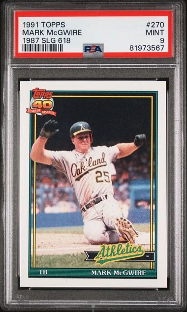 1991 Topps Mark Mcgwire 1987 SLG 618 #270 card image