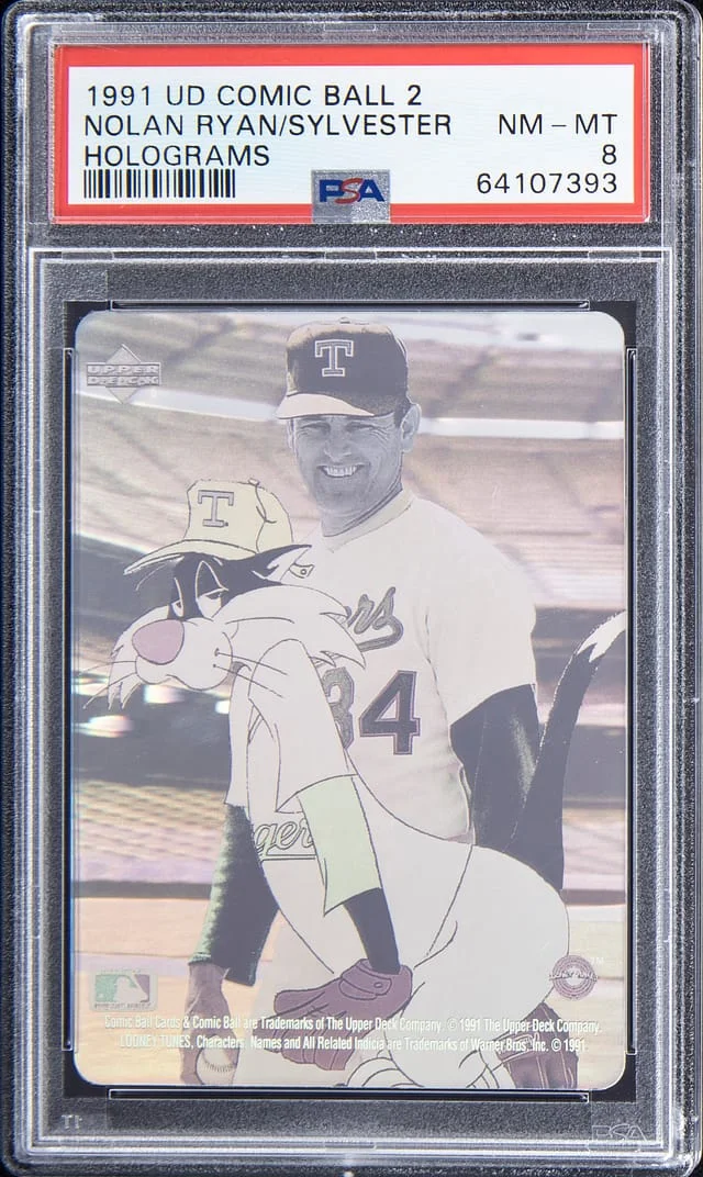 1991 Upper Deck Holograms Nolan Ryan/Sylvester Comic Ball #2 card image