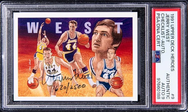 1991 Upper Deck Jerry West Heroes Check List -Auto #9 card image