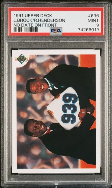 1991 Upper Deck Lou Brock/Rickey Henderson, No Date On Front #636 card image