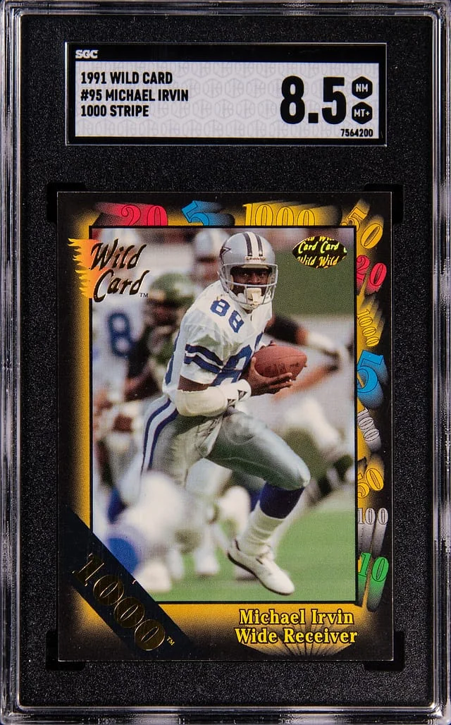 1991 Wild Card 1000 Stripe Michael Irvin #95 card image