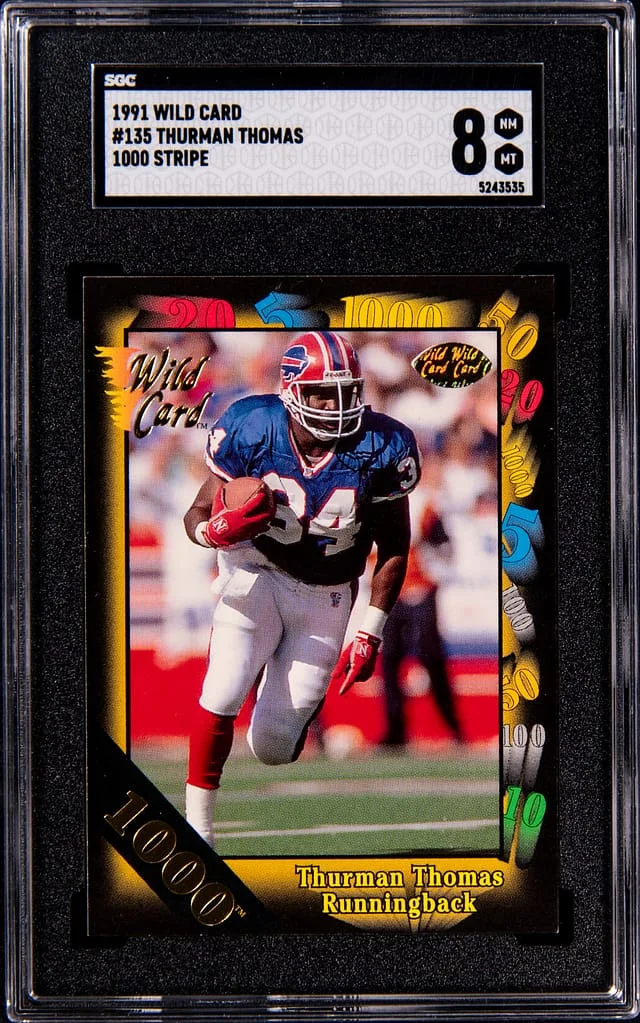 1991 Wild Card 1000 Stripe Thurman Thomas #135 card image