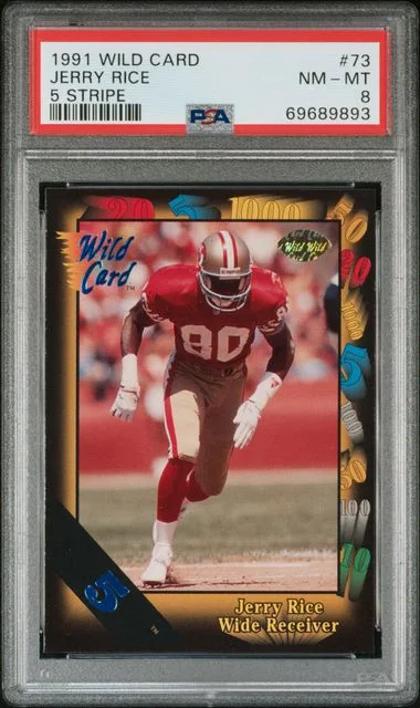 1991 Wild Card 5 Stripe Jerry Rice #73 card image