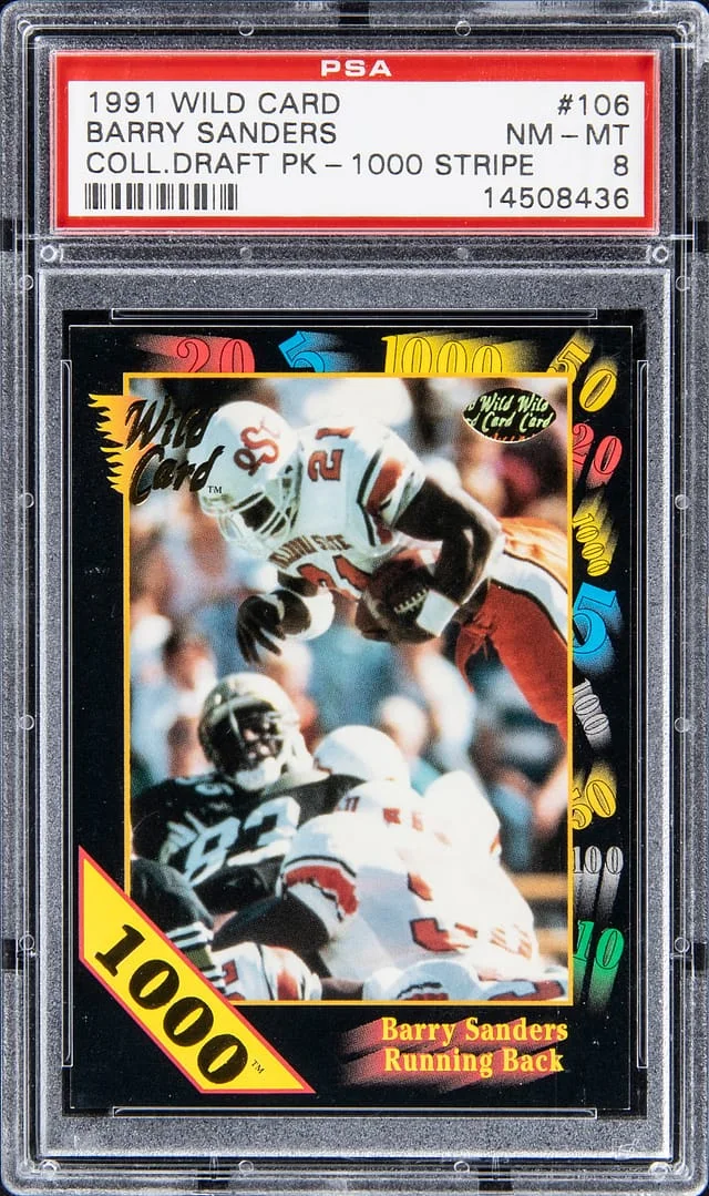 1991 Wild Card College Draft Picks 1000 Stripe Barry Sanders #106 card image