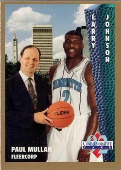 1992-93 Fleer Larry Johnson / Paul Mullan COMM ['92 Commemorative Card Promo] 92 Commemorative Card Promo #NNO card image