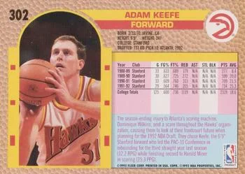 1992-93 Fleer Adam Keefe #302 card back image