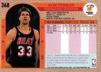 1992-93 Fleer Alec Kessler #368 card back image