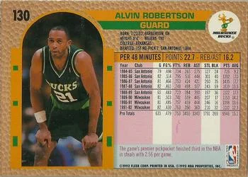 1992-93 Fleer Alvin Robertson #130 card back image