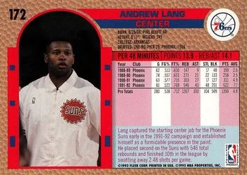 1992-93 Fleer Andrew Lang #172 card back image