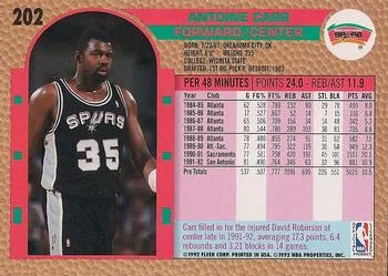 1992-93 Fleer Antoine Carr #202 card back image