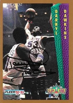 1992-93 Fleer Darryl Dawkins AU [Autographed Embossed Stamp] Autographed Embossed Stamp #300 card image