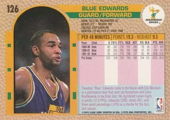 1992-93 Fleer Blue Edwards #126 card back image