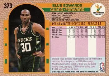 1992-93 Fleer Blue Edwards #373 card back image