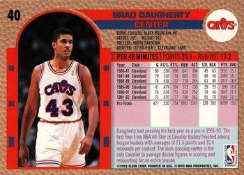 1992-93 Fleer Brad Daugherty #40 card back image