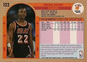 1992-93 Fleer Brian Shaw #122 card back image