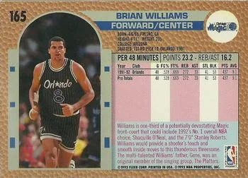 1992-93 Fleer Brian Williams #165 card back image