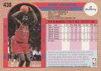 1992-93 Fleer Buck Johnson #438 card back image