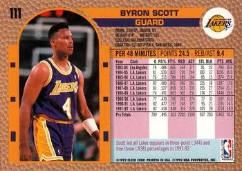1992-93 Fleer Byron Scott #111 card back image